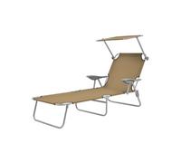 Chaise longue vidaxl H. 27 cm marron L. 58 cm en acier pliable Marron G