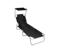 vidaXL Chaise longue pliante avec auvent – aluminium noir – pour extérieur