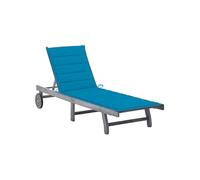 Chaise longue H. 30 cm gris L. 200 cm en acacia non empilable non pliable