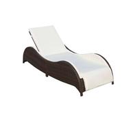 Chaise longue H. 45 cm en resine tressee beige L. 200 cm non empilable non pliable