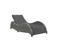 vidaXL Chaise longue avec coussin, résine tressée Anthracite Gris