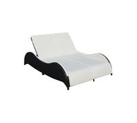 vidaXL Chaise longue double avec coussin résine tressée H. 45 cm L. 200 cm Noir