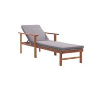 vidaXL Chaise longue et coussin Résine tressée et bois d'acacia Gris