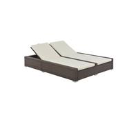 vidaXL Chaise longue double Résine tressée Marron H. 80 L. 202 cm