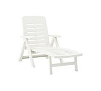 Chaise longue H. 96 cm blanc en acacia L. 189 cm non empilable pliable
