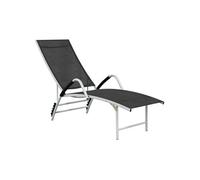 Chaise longue H. 96 cm noir L. 170 cm en aluminium empilable non pliable