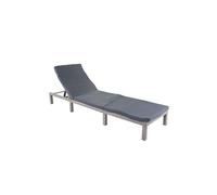 Chaise longue HWC-A51, en polyrotin, transat Basic gris, matelas gris foncé