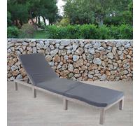 Chaise Longue Hwc-A51, En Polyrotin, Transat De Jardin Basic Gris, Matelas Gris Foncé Gris