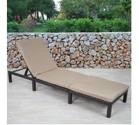 Chaise Longue Hwc-A51, Polyrotin, Bain De Soleil, Transat De Jardin Basic Anthracite, Coussin Crème Noir