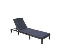 Chaise Longue Hwc-A51, Polyrotin, Bain De Soleil, Transat De Jardin Basic Anthracite, Coussin Gris Noir