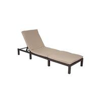 Chaise longue HWC-A51, polyrotin, transat de jardin Basic marron, coussin crème