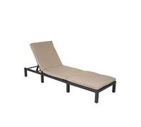Chaise Longue Hwc-A51, Polyrotin, Bain De Soleil, Transat De Jardin Basic Anthracite, Coussin Crème Noir