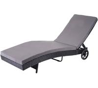 Chaise Longue Hwc-D80 En Polyrotin Anthracite, Coussin Gris Foncé Gris