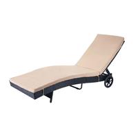 Chaise longue MENDLER HWC-D80 en polyrotin anthracite, coussin beige Beige