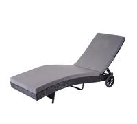Chaise Longue Hwc-D80 En Polyrotin Anthracite, Coussin Gris Foncé Gris