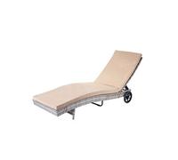 Chaise Longue Hwc-D80 En Polyrotin Gris, Coussin Beige Gris
