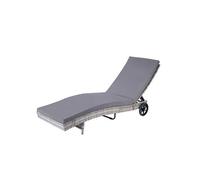 Chaise Longue Hwc-D80 En Polyrotin Gris, Coussin Gris Foncé Gris