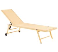 Chaise longue Inclinable à 5 Positions en Aluminium et Textile Jaune pour Jardin