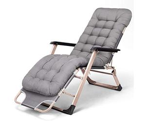 Chaise longue inclinable inclinable à apesanteur et pliante, avec matelas, appui-tête mobile, aluminium antirouille, respirant, confortable, charge inclinable 160 kg, gris Teslin + coton épais