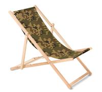 GreenBlue Fauteuil de plage pliant GB183 en hêtre classique – camouflage vert