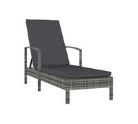 Chaise longue L. 195 cm en resine tressee gris H. 95 cm non empilable non pliable