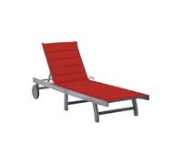 Chaise longue L. 200 cm H. 30 cm en acacia gris non pliable