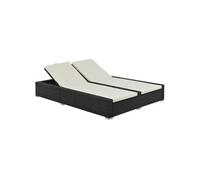 Chaise longue L. 202 cm H. 80 cm en resine tressee noir empilable non pliable