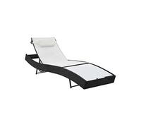Chaise Longue Résine Tressée Noir et Blanc Transats Chilienne Jardin vidaXL
