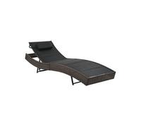 vidaXL Chaise longue Tansat de Jardin Résine tressée Textilène Marron/Noir L213 H40 cm Non pliable