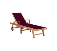 Chaise longue L. 59 cm H. 35 cm en teck rouge non empilable non pliable