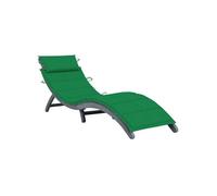 Bois d'Acacia Solide Chaise Longue avec Coussin Gris Extérieur Patio vidaXL