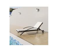 Chaise longue - vidaXL - Noir - Dossier réglable - Coussin amovible - Roulettes