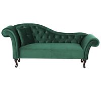 Beliani Chaise Longue Canapé Méridienne Chesterfield Côté Gauche en Velours Vert Foncé Confort et Style Idéal pour Salon Glamour et Vintage