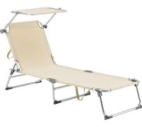 Transat avec Pare-Soleil Legorreta Aluminium Polyester Argenté Mat Beige [en.casa]