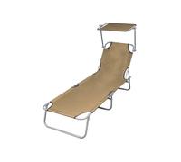 Chaise longue marron en acier H. 27 cm L. 189 cm non empilable pliable