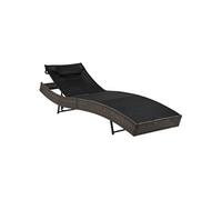 Chaise longue marron en resine tressee H. 40 cm L. 213 cm non empilable non pliable