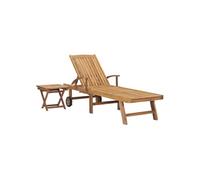 Chaise longue avec table en bois - TECK - 195 x 59.5 x 35 cm