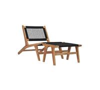 vidaXL Chaise longue avec repose-pied – Bois de teck solide & corde – Marron
