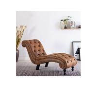 vidaXL Chaise longue Marron Similicuir daim