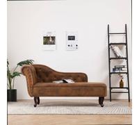 vidaXL Chaise longue Marron Similicuir daim 281278