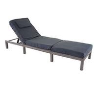 Chaise longue MENDLER HWC-A51, en polyrotin Premium gris, coussin gris foncé Gris G
