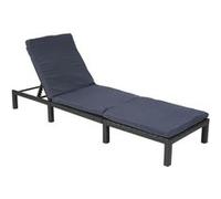 Chaise longue MENDLER HWC-A51, polyrotin, transat de jardin Basic anthracite, coussin gris Anthracite G