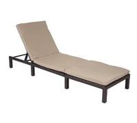 Chaise Longue Hwc-A51, Polyrotin, Bain De Soleil, Transat De Jardin Basic Marron, Coussin Crème Marron