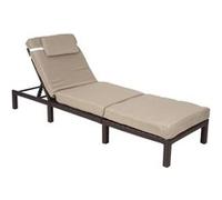 Chaise Longue Hwc-A51, Polyrotin, Bain De Soleil, Transat De Jardin Premium Marron, Coussin Crème Marron