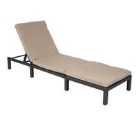 Chaise longue MENDLER HWC-A51, transat de jardin Basic anthracite, coussin crème Anthracite G