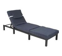 Chaise longue MENDLER HWC-A51, transat, polyrotin Premium anthracite, coussin gris G