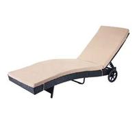Chaise longue MENDLER HWC-D80 en polyrotin anthracite, coussin beige Beige G