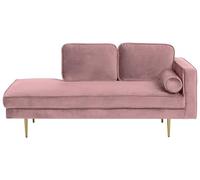Chaise Longue Méridienne Côté Droit en Velours Rose Clair pour Salon Glamour Beliani