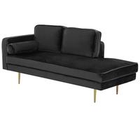 Chaise Longue Méridienne Côté Gauche en Velours Noir Assise Confortable pour Salon Glamour et Moderne Beliani