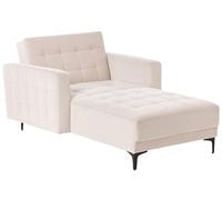 Chaise Longue Moderne Dossier Réglable Convertible Capitonné en Velours Beige Clair Aberdeen